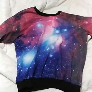 Galaxy patterned crew neck long sleeve